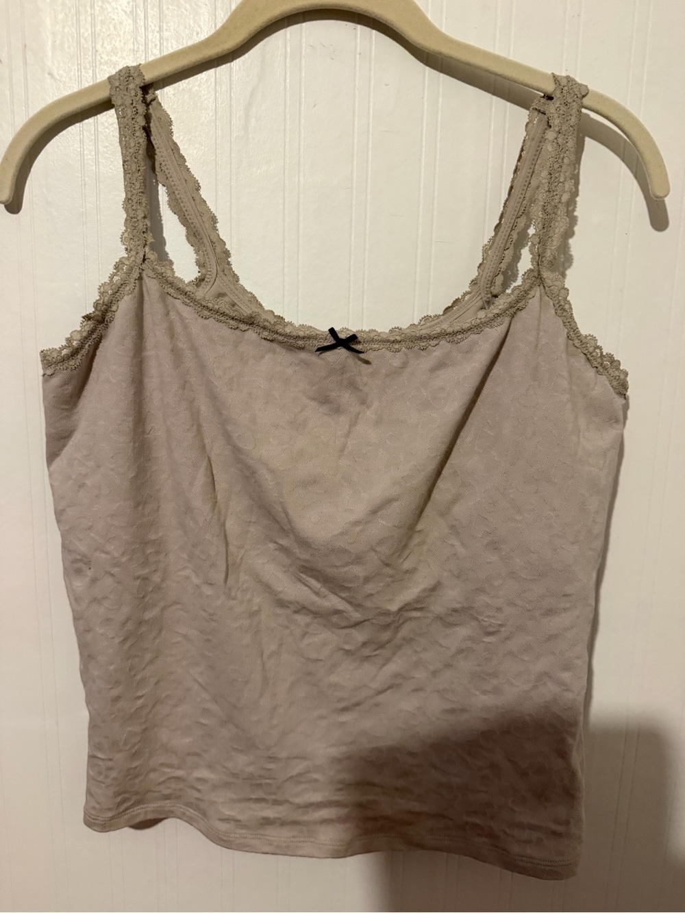 Lace Trim Cami Tank Top in Light Beige NWT